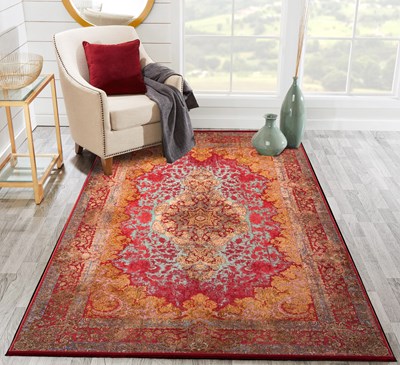 فرش ماشینی نوستالوژیا طرح 300630 شرابی 1200 شانه