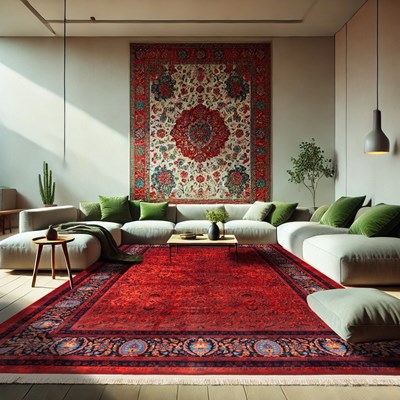 فرش ماشینی سنتی طرح 25CS0140 قرمز 1000 شانه
