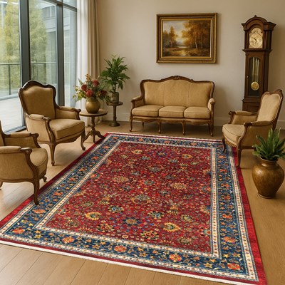 فرش ماشینی سنتی طرح 25CS0360 لاکی 1000 شانه