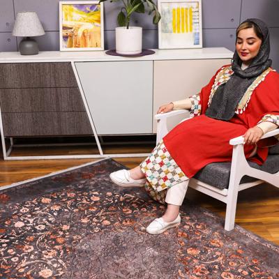 فرش ماشینی نوستالوژیا طرح 300606 خاکستری 1200 شانه